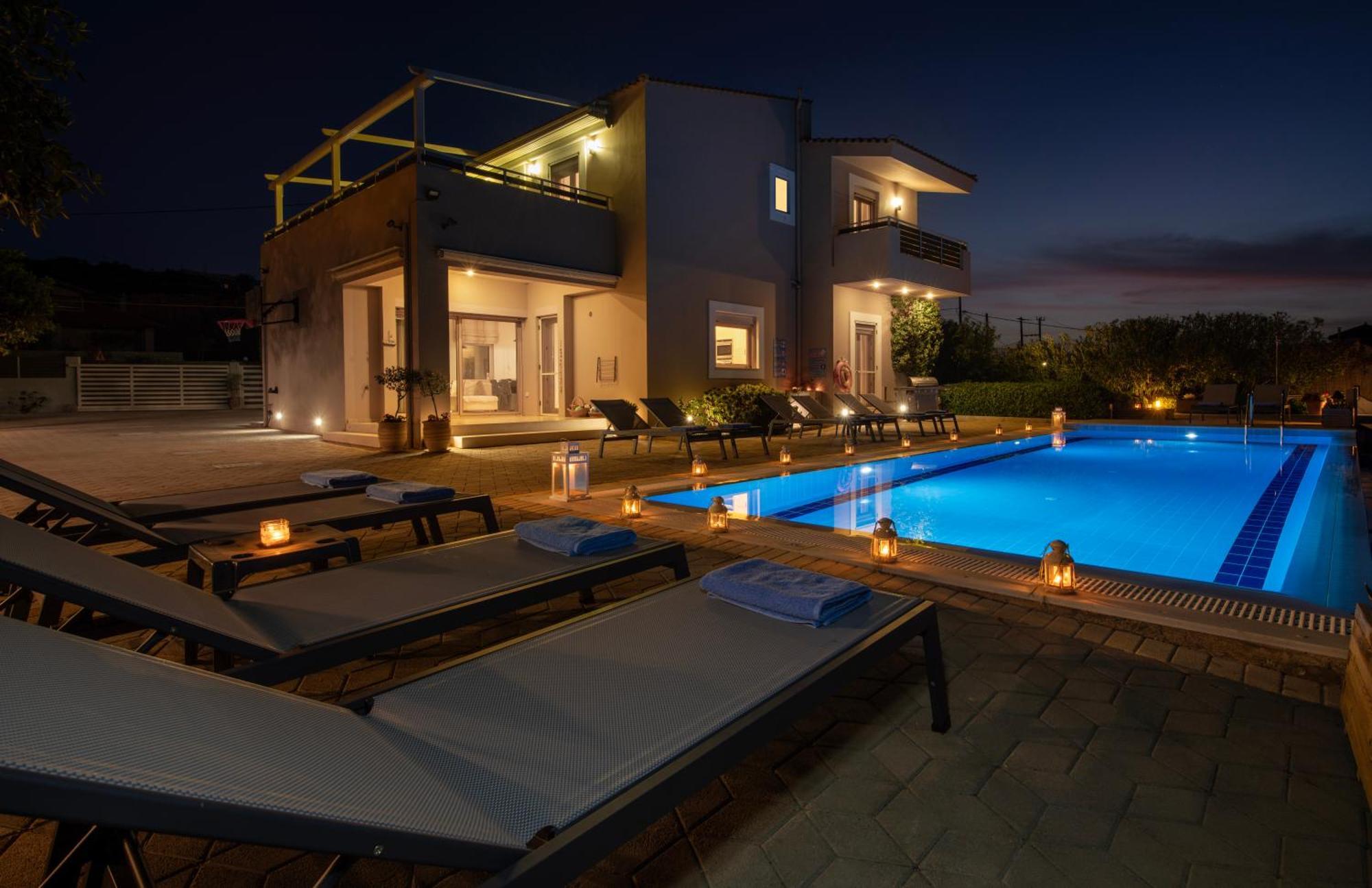 Four Seasons Private Villa - Seaview - Big Heated Pool - Gym - Sport Activities Гувес Екстериор снимка